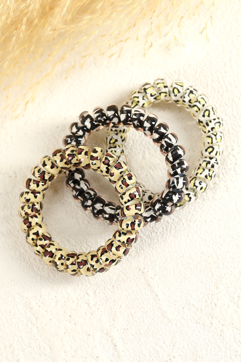 Black Leopard Telephone Spiral Coil Wire Hair Tie