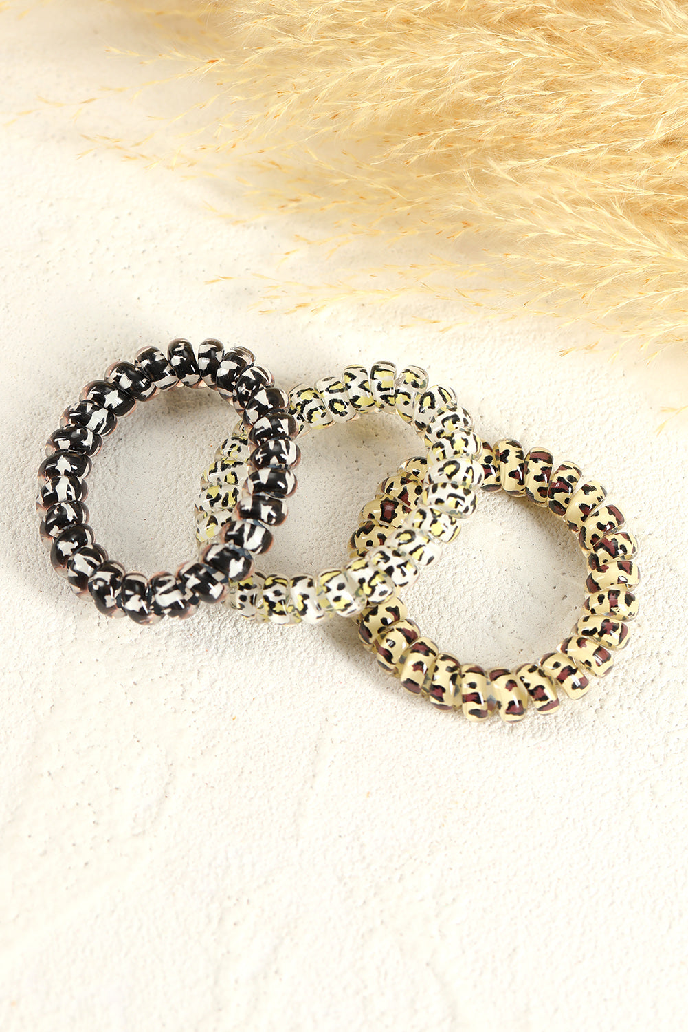 Black Leopard Telephone Spiral Coil Wire Hair Tie