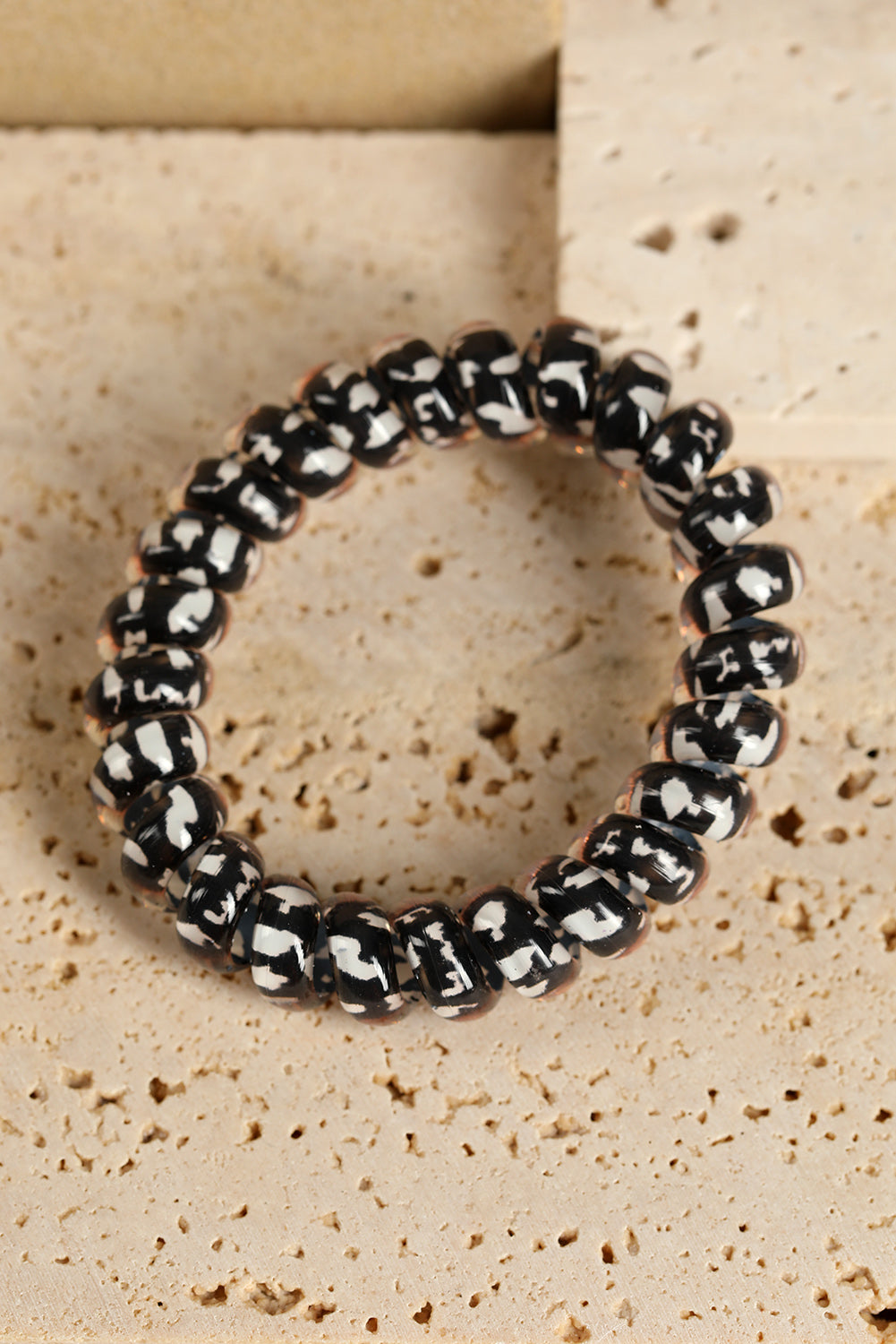 Black Leopard Telephone Spiral Coil Wire Hair Tie