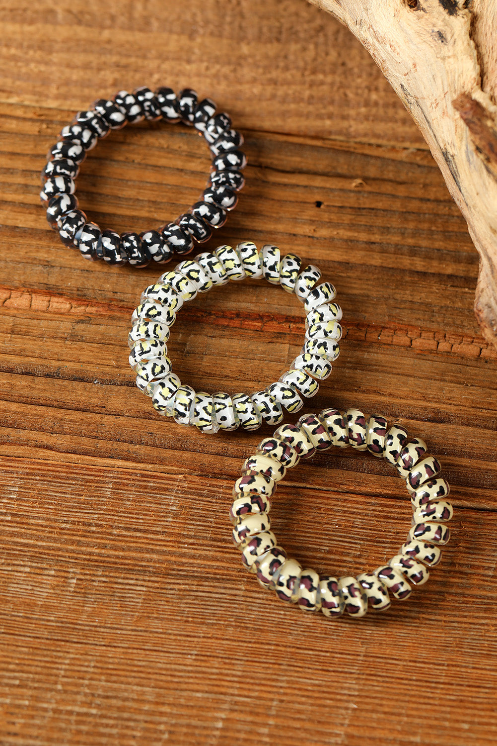 Black Leopard Telephone Spiral Coil Wire Hair Tie