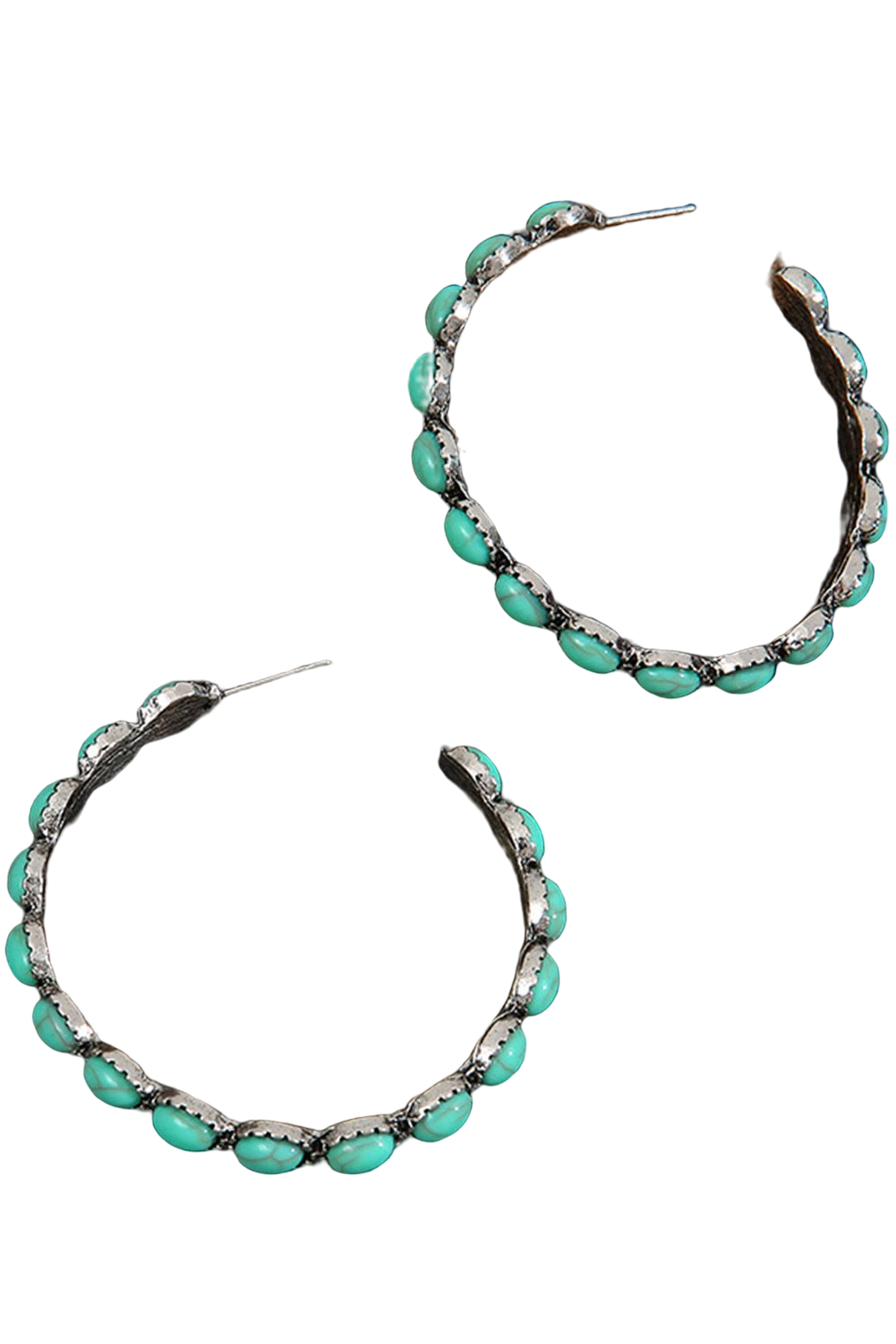 Bonbon Turquoise Big Circle C Shaped Earrings